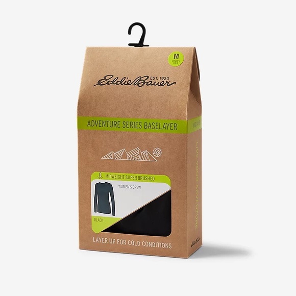 Eddie Bauer NWT Women's Brushed Baselayer Crew, XS, Black, never worn - Picture 3 of 3